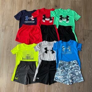 Under Armour Kids Graphic T-Shirts and Shorts Set - Red, Green, Blue, Gray